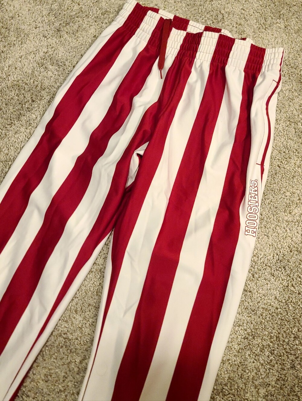 Men's/ Unisex M, Indiana Hoosiers Adidas Red & White Vertical Stripe Pants - Picture 2 of 7